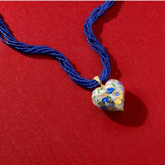 Italian Multicolored Murano Heart Pendant Necklace in 18kt Gold Over Sterling - Picture 14 of 15